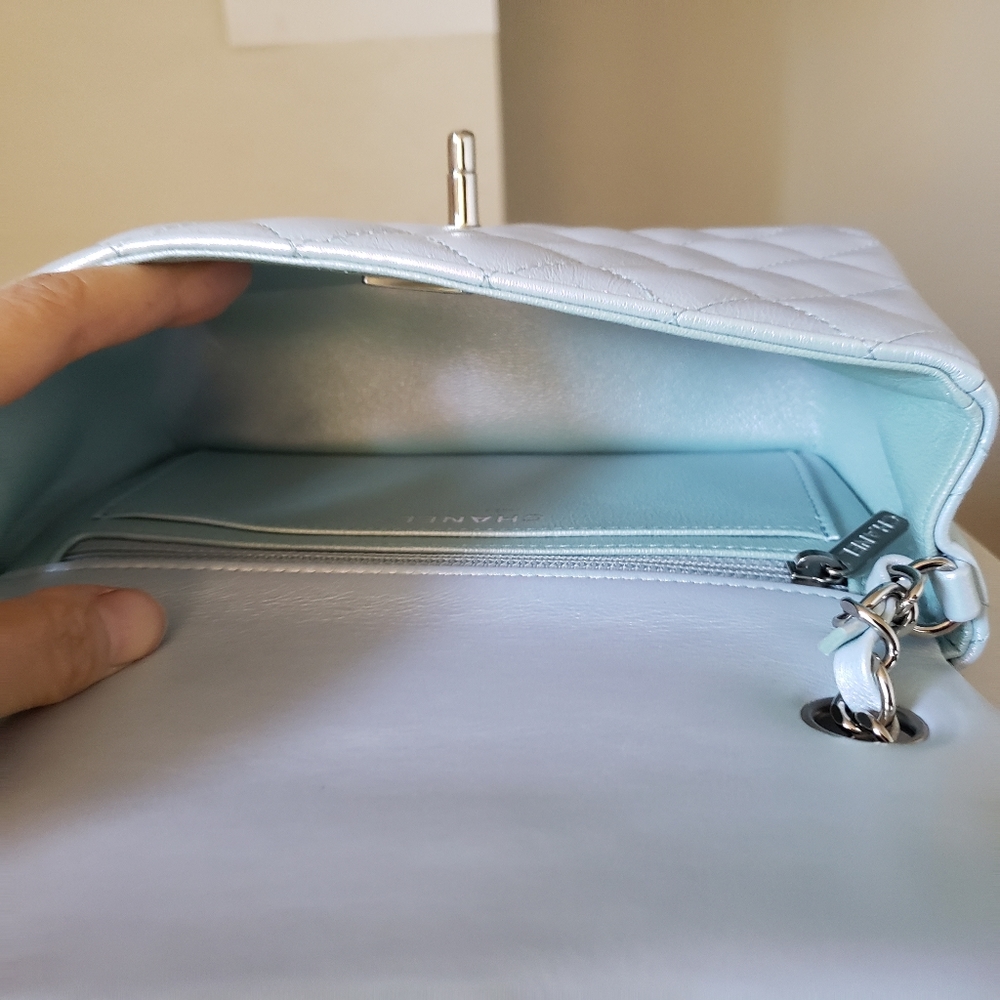 Chanel classic mini irridescent blue calfskin bag - Picture 7 of 16